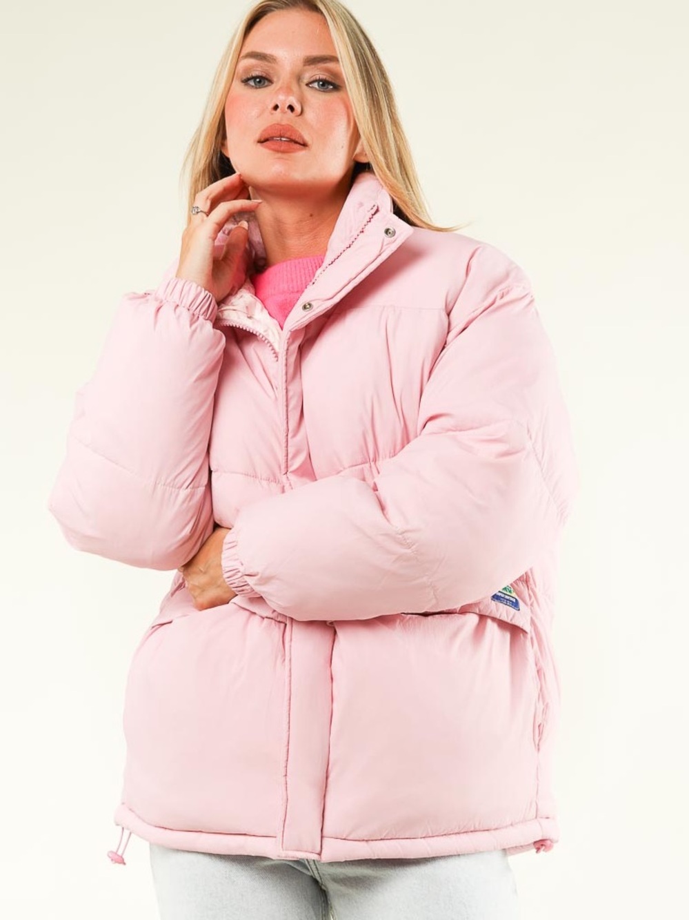 American Vintage Zotcity Oversized Puffer Coat in Candy